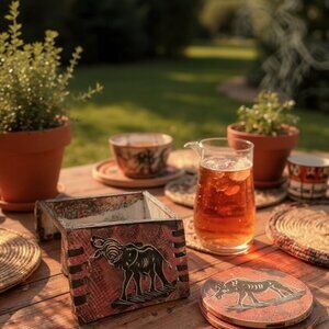 Soap Stone Coaster Set African Animals
